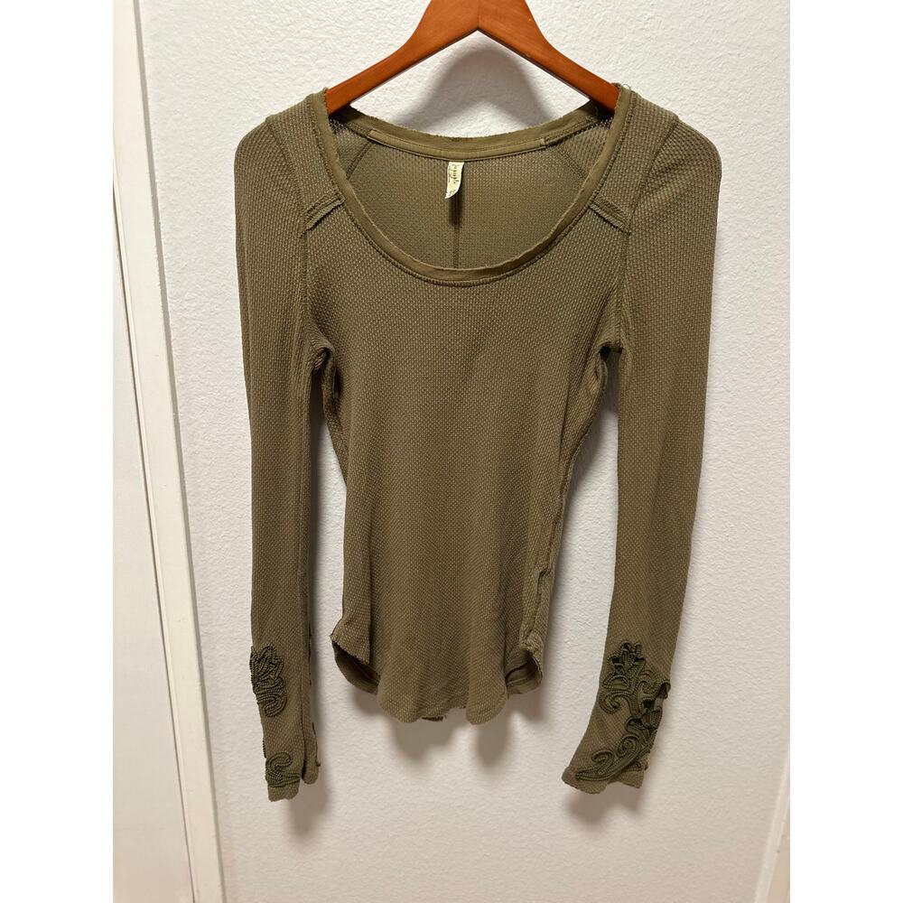 Free People Masquerade Cuff Long-Sleeve Thermal Tee, Size Small - Picture 3 of 6